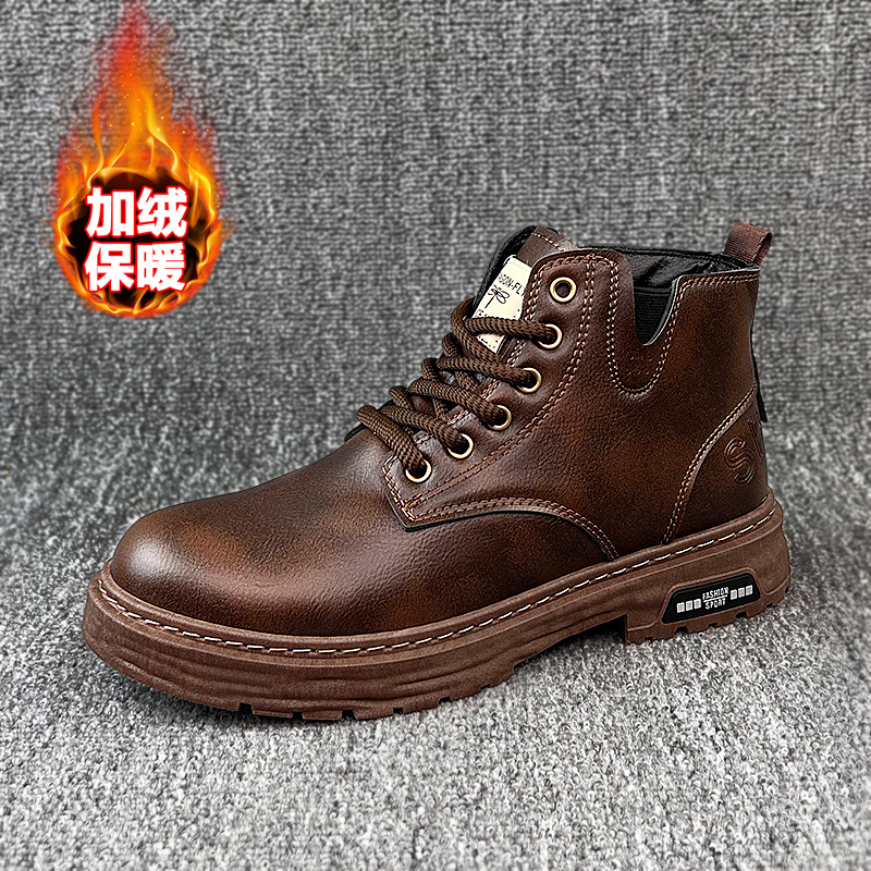 MD999【牛皮马丁靴加棉】加绒加厚雪地靴真皮男鞋棉鞋休闲皮鞋棉鞋3