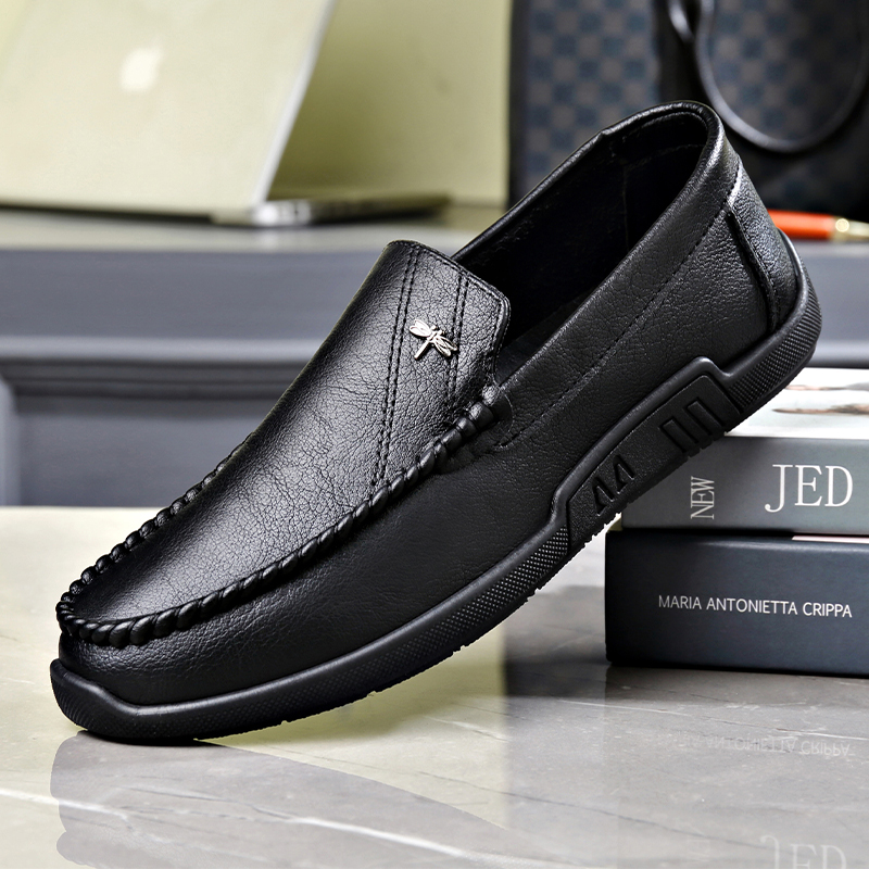 0127春季新款一脚蹬套脚男鞋懒人鞋时尚男士休闲皮鞋真皮豆豆鞋