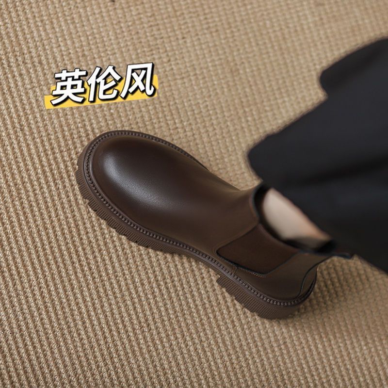 短靴女切尔西靴2022年新款秋冬季烟筒瘦瘦靴厚底马丁靴保暖英伦风