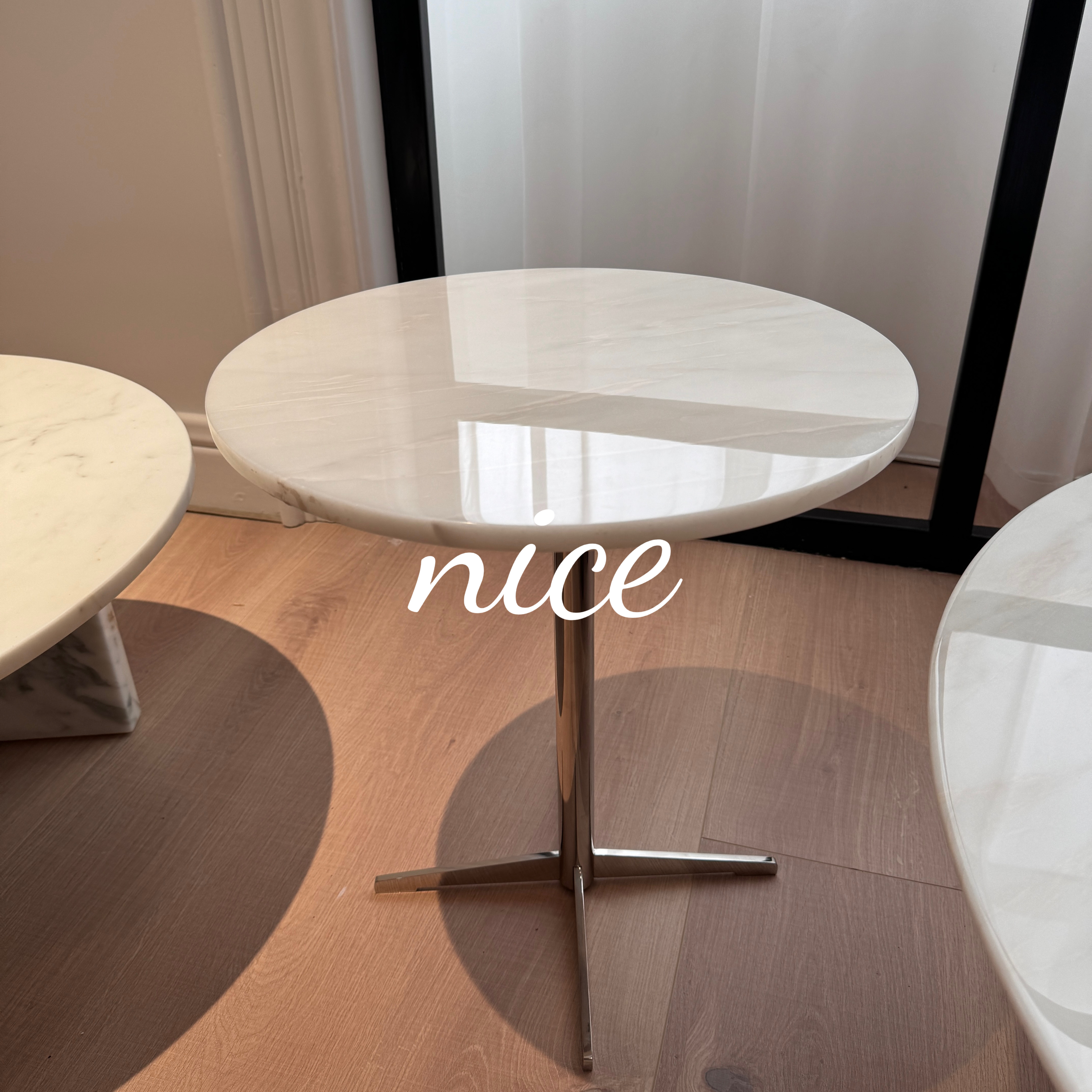 卡里冰玉圆形天然大理石边几轻奢客厅小桌子简约移动天然奢石餐桌