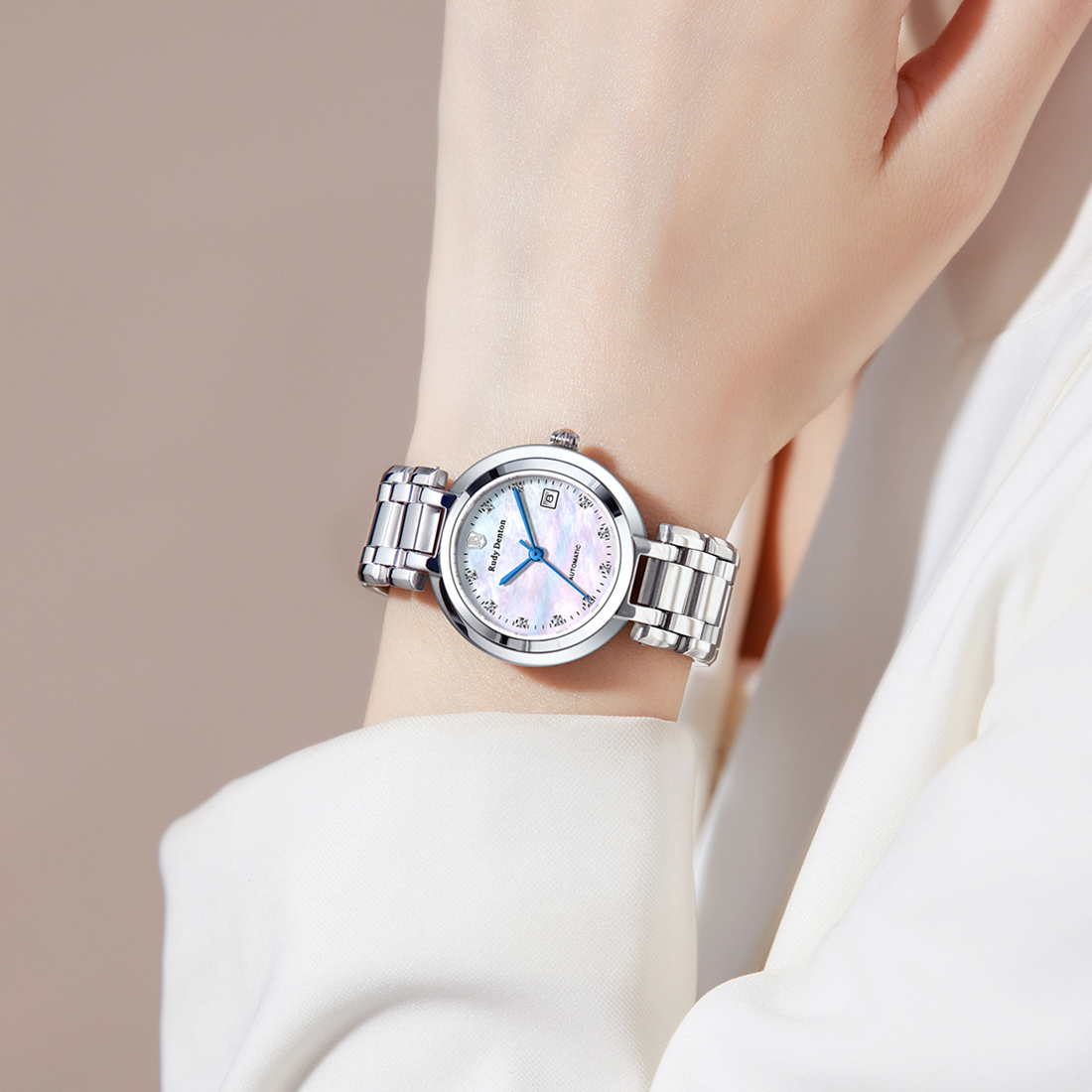 心月系列 轻奢女士全自动机械腕表贝母面百搭时尚日历款（富婆）