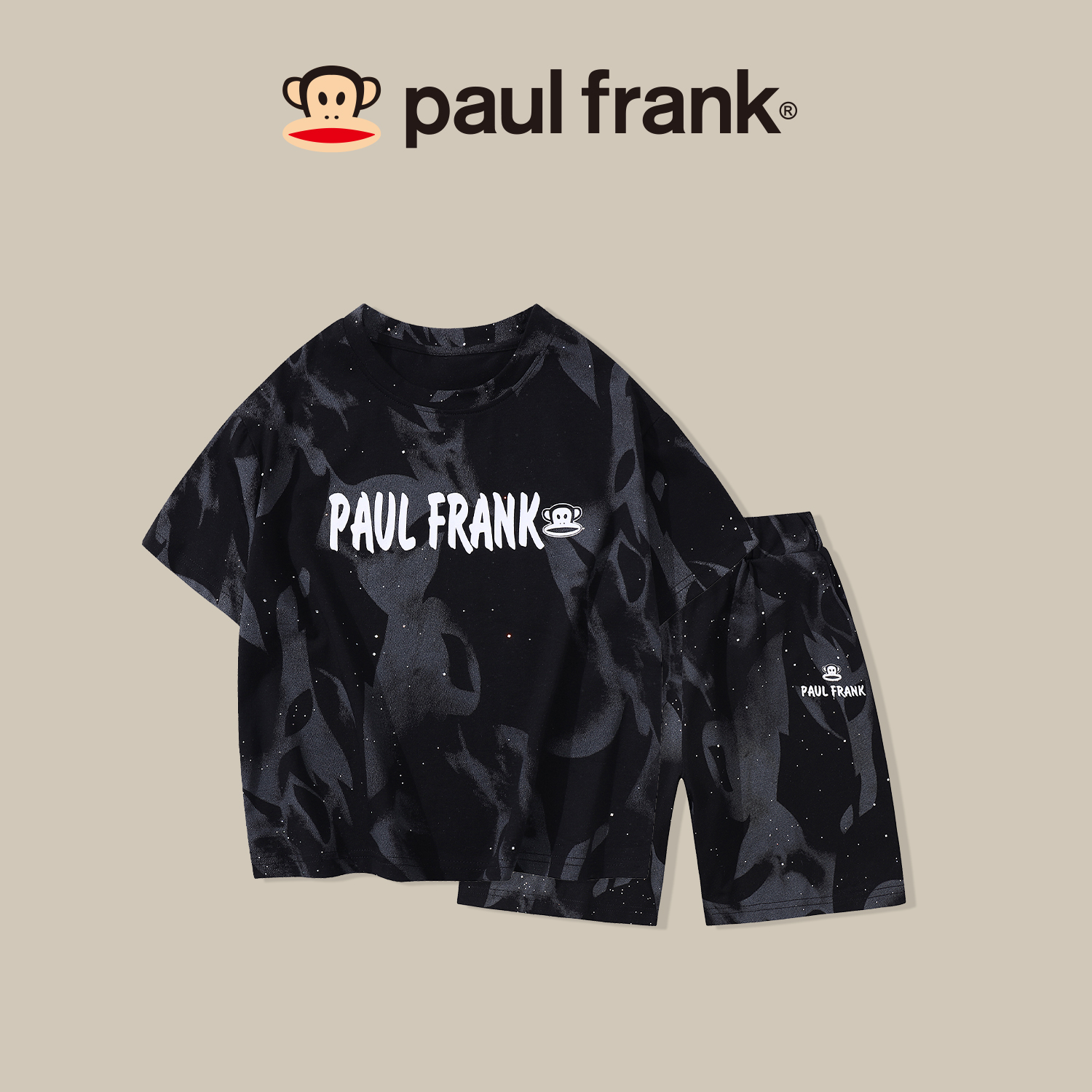 paul frank/大嘴猴夏季短袖套装圆领T恤中大童满天星两件套CHA010
