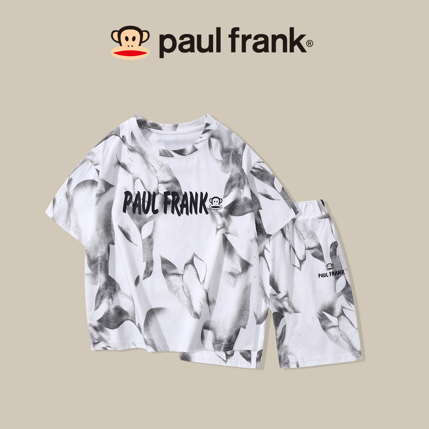 paul frank/大嘴猴夏季短袖套装圆领T恤中大童满天星两件套CHA010