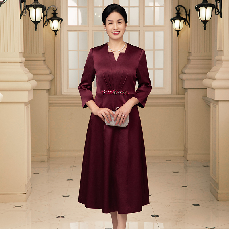 Rufei如翡 喜婆婆喜妈妈气质高端婚宴会长款礼服新款年轻宴会礼服