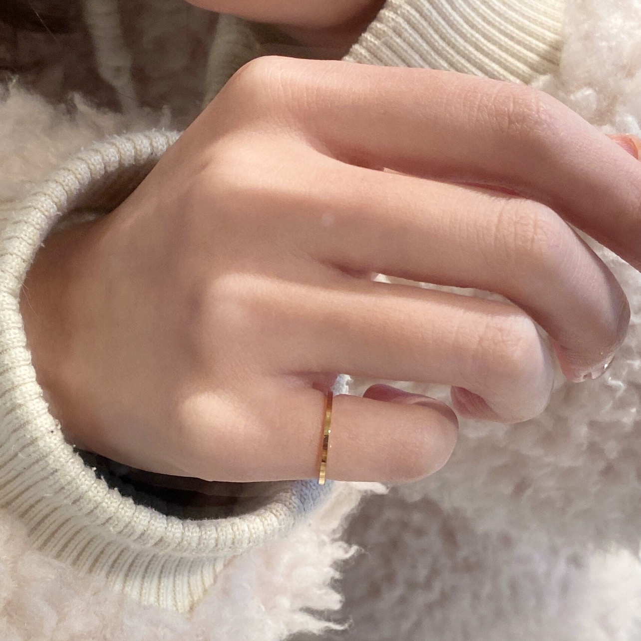 钛钢戒指 不掉色冷淡风1mm素圈戒指简约高级感尾戒Y003