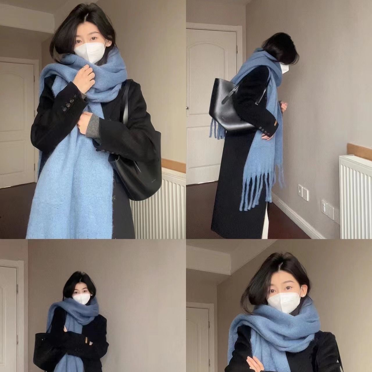 韩版ins仿羊绒加厚雾霾蓝保暖围巾百搭韩版情侣披肩时尚女百搭