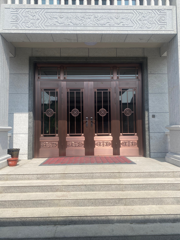 中式纯铜玻璃入户门