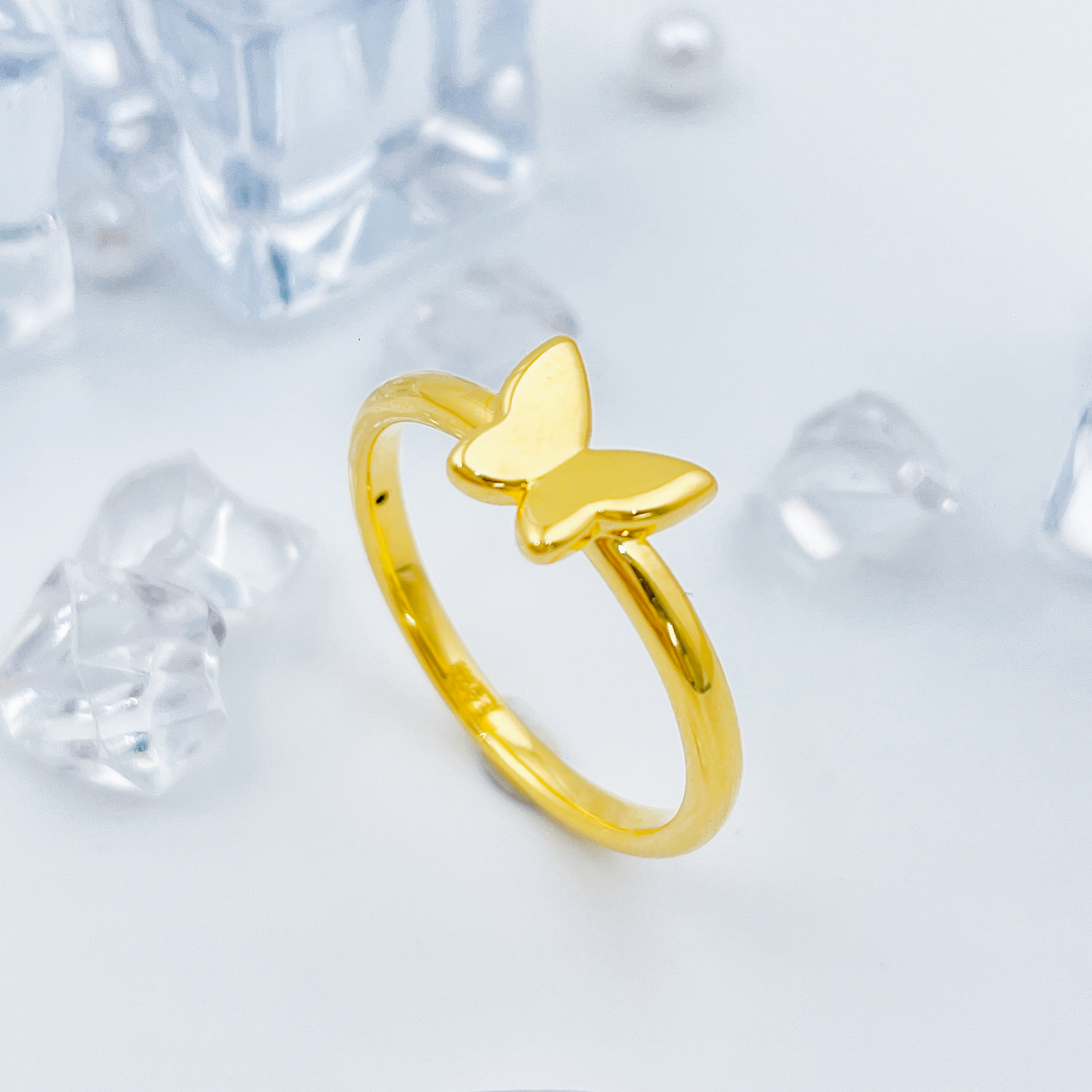 【国潮宠粉】足金999 光面蝴蝶戒指两戴款