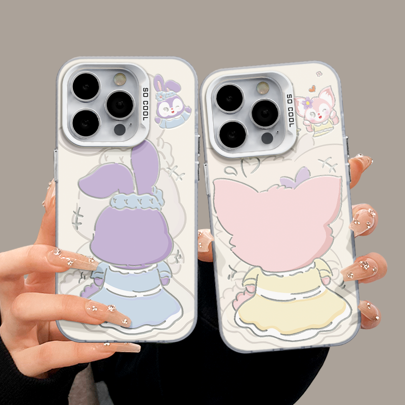 适用苹果15简约iPhone14手机壳彩银华为70玲娜贝儿镂空mate60磨砂