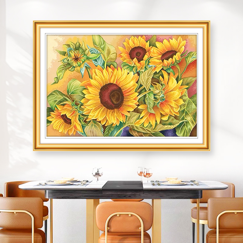 芊虹秀向日葵十字绣2025爆款高端客厅卧室治愈花卉年轻人手工自绣