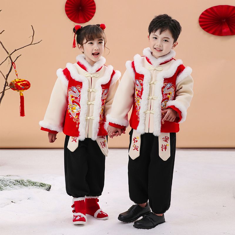 巴拉2024龙年拜年服过年宝宝拜年服男童年服中国风唐装儿童拜年服
