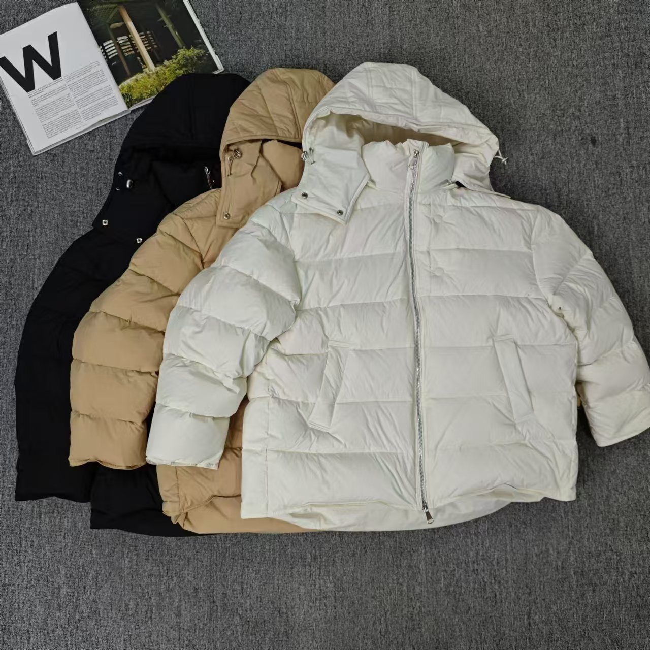 83187余小鱼 三色连帽面包一手长韩系休闲时尚秋冬拉链羽绒服女装