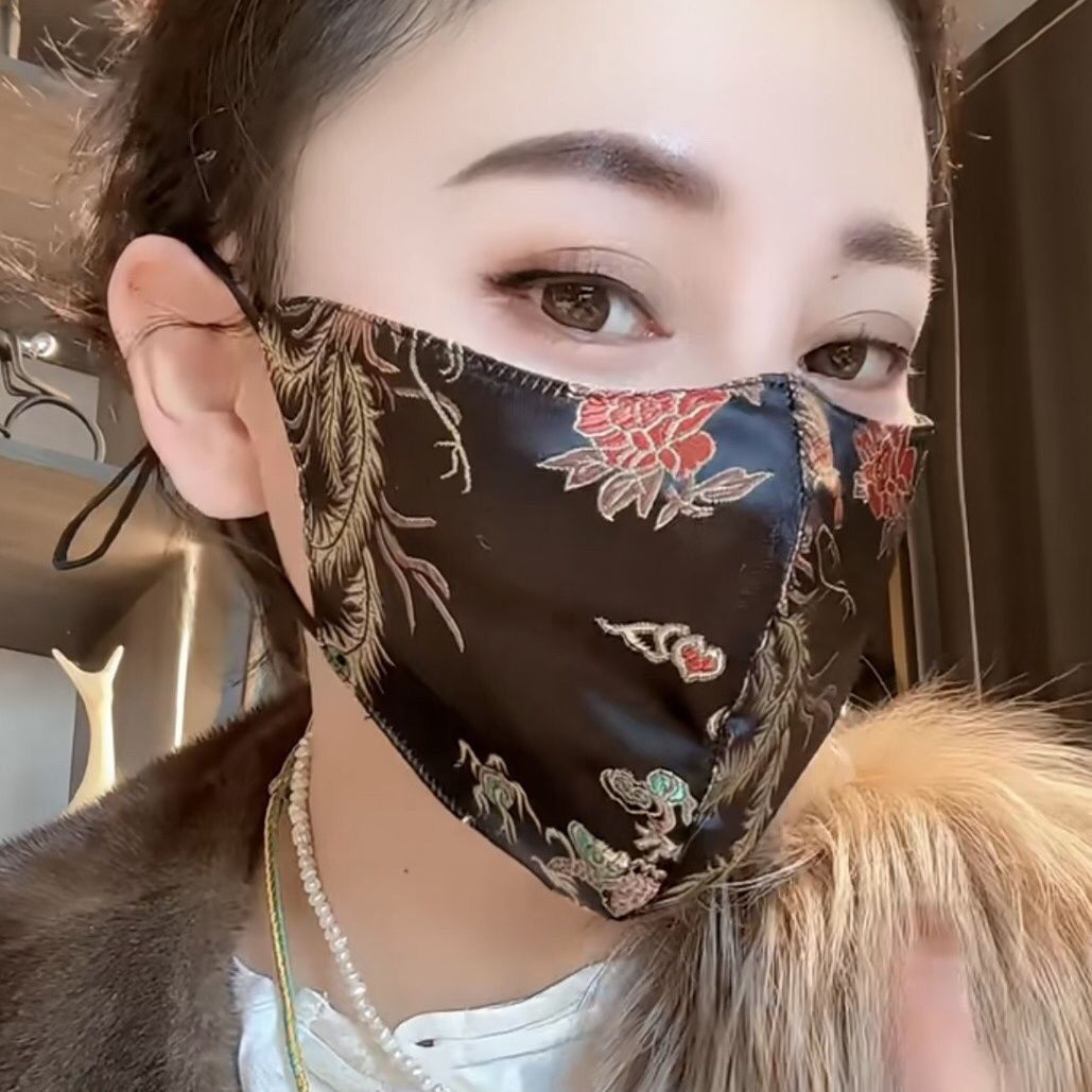 网红款国风刺绣龙凤呈祥时尚防晒口罩女透气四季可水洗调节易呼吸