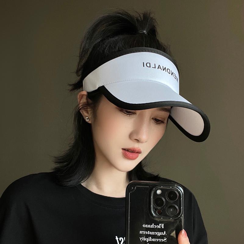 防晒帽子女夏季新款空顶显脸小防紫外线太阳帽户外运动骑行鸭舌帽