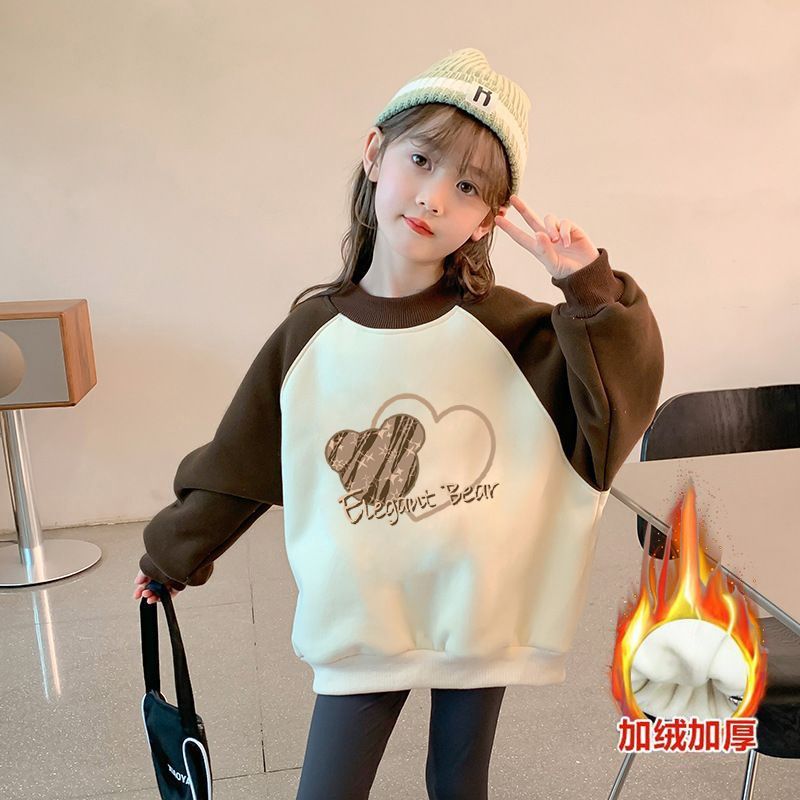 巴拉拉吧美拉德女童加绒卫衣秋冬2024新款儿童春款洋气女大童秋装