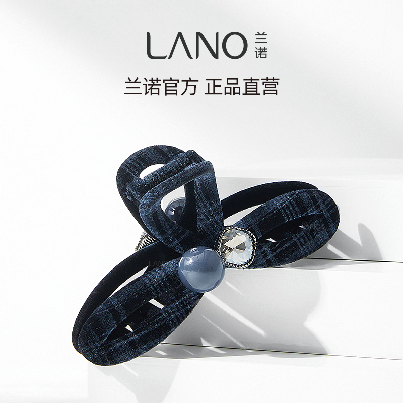 兰诺气质时尚植绒格子抓夹高级感后脑勺鲨鱼夹ins风