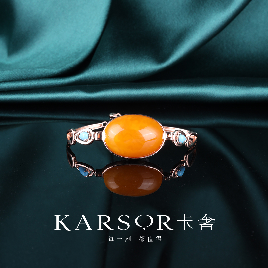 KARSOR/卡奢S925银镀玫瑰金 老蜜蜡 手链 S1055