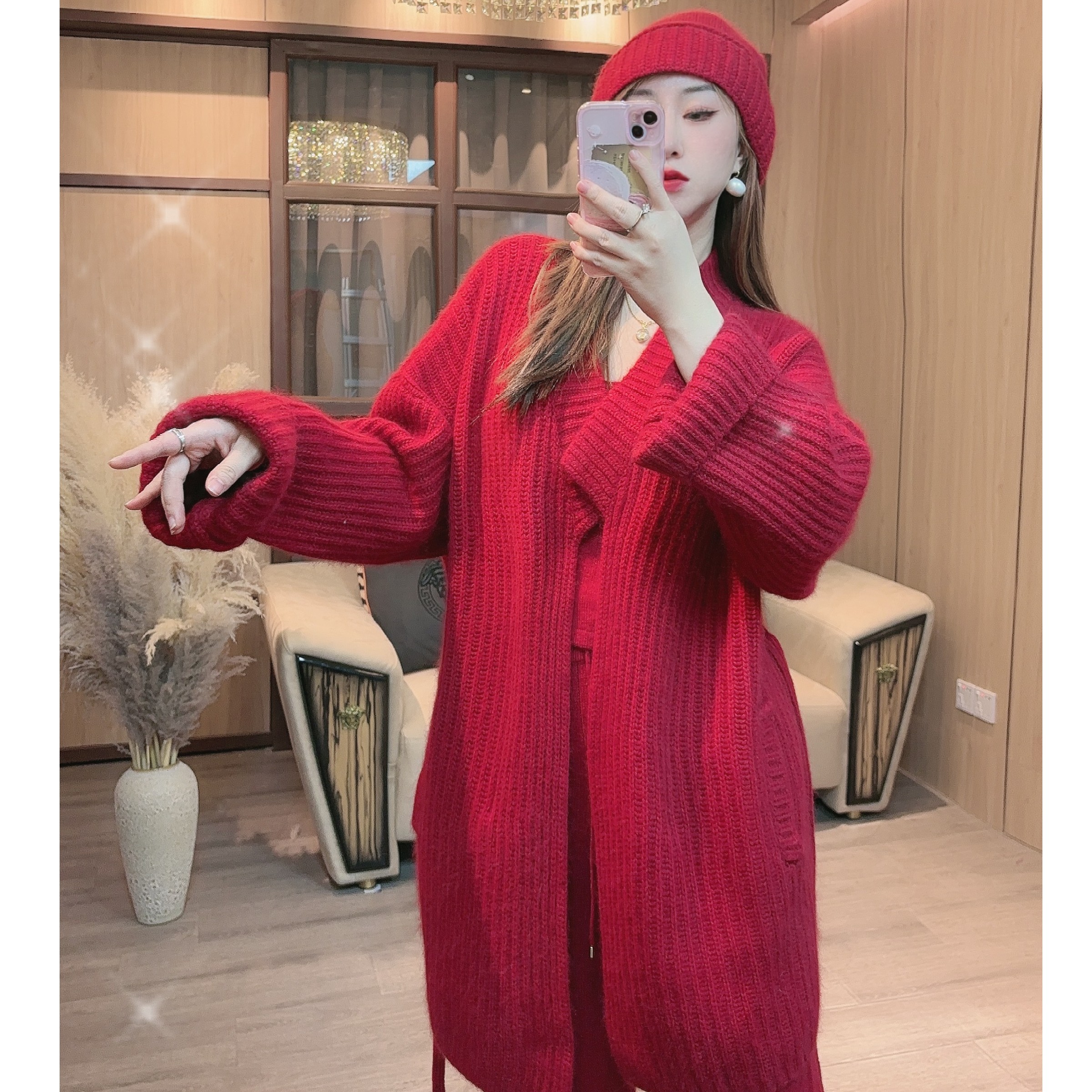 【独宠轻奢女装】秋冬休闲慵懒风网红气质时尚显瘦中长毛针织开衫L