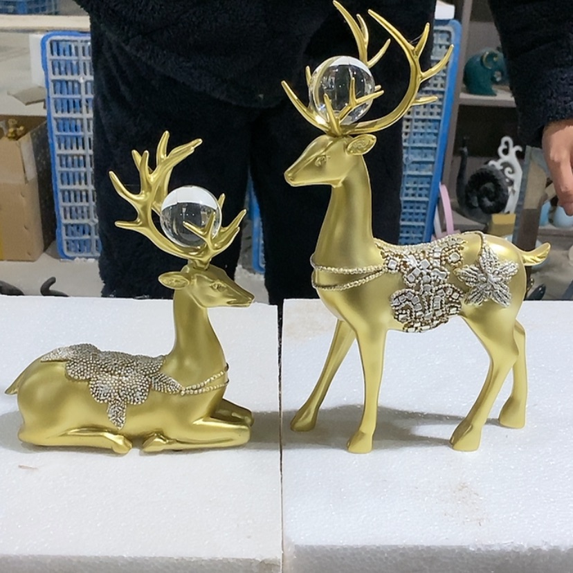 【闪购商品】密胺摆件金色梅花鹿