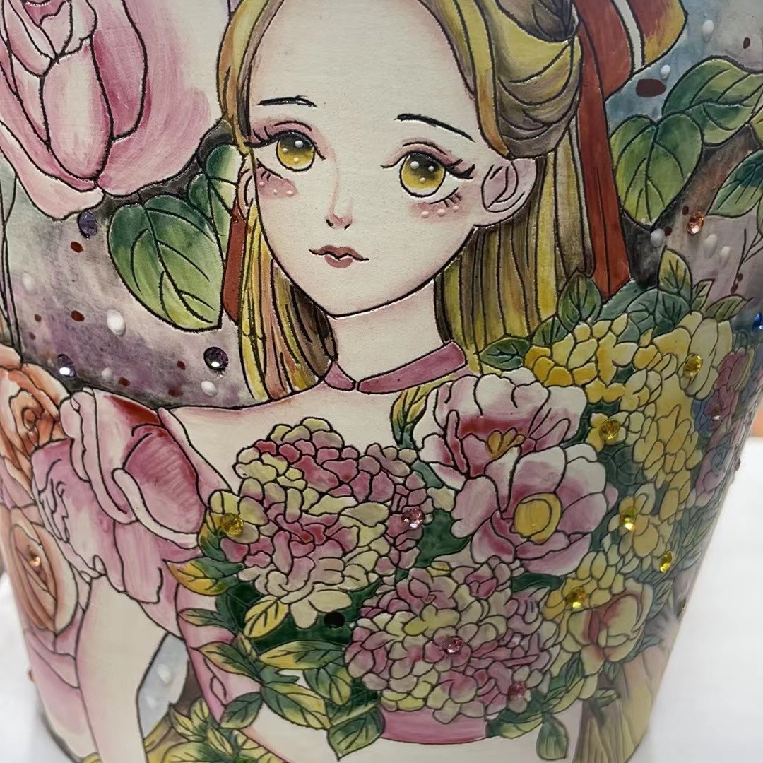 高端手绘彩绘多肉花盆