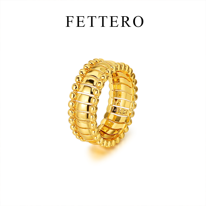 fettero 铜合金戒指 【灯笼珠子戒指】高定设计时尚小众气质指环