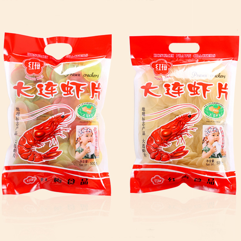 【疆藏包邮】大连特产油炸虾自己炸膨化龙虾片彩色散装小零食500克
