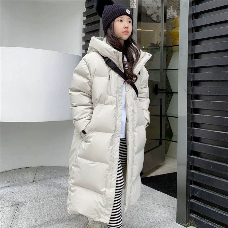 新品巴拉巴拉女童长款过膝棉质服2023新款冬装儿童洋气大童加厚棉