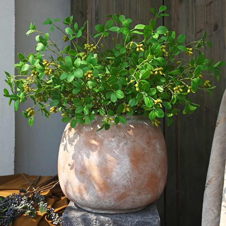 北欧仿真带果富贵叶客厅绿植植物多瓣叶假树植物装饰摆件 
