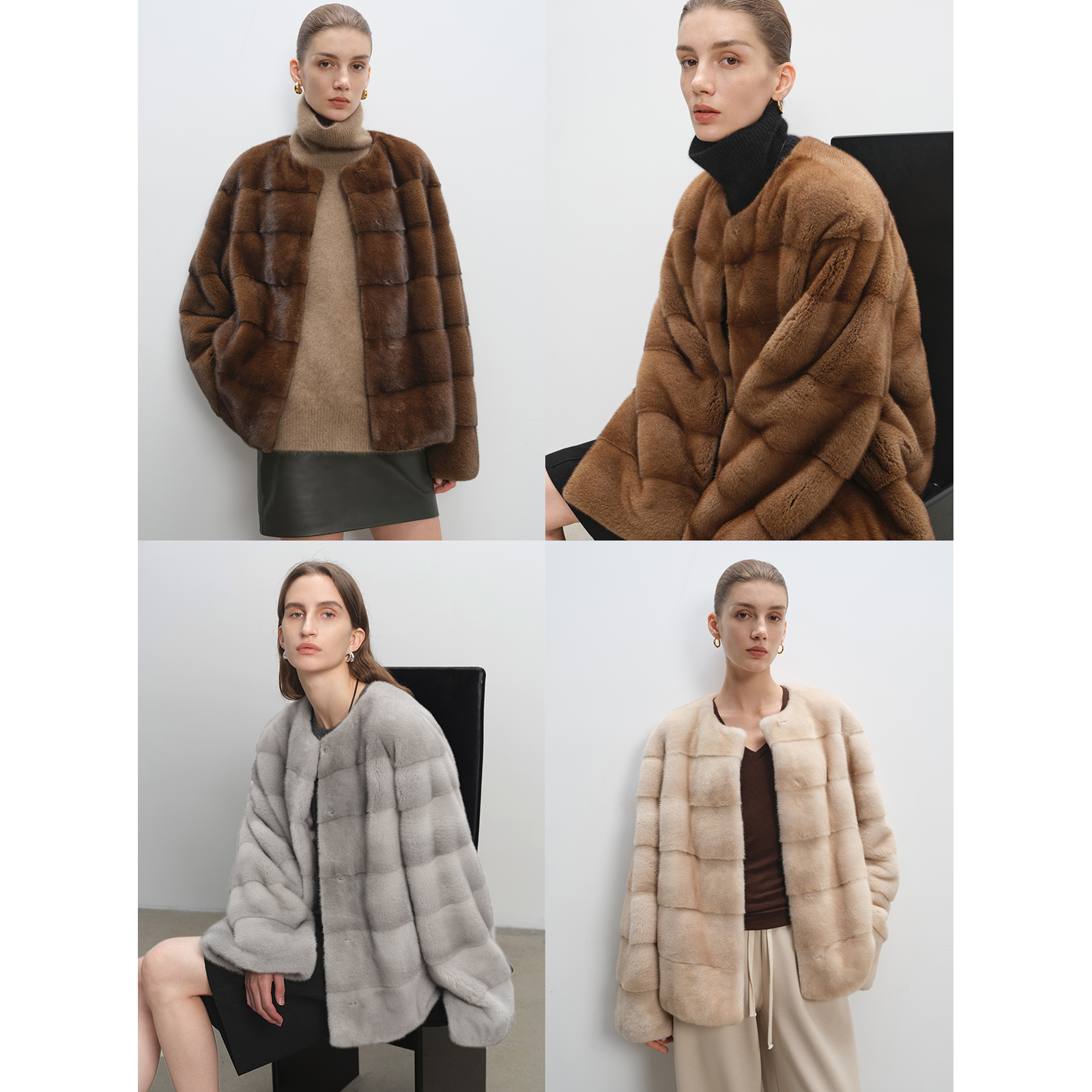 MSBEAST隽永定律丨复古老钱横排脊子靠坎 圆领宽松短款水貂外套