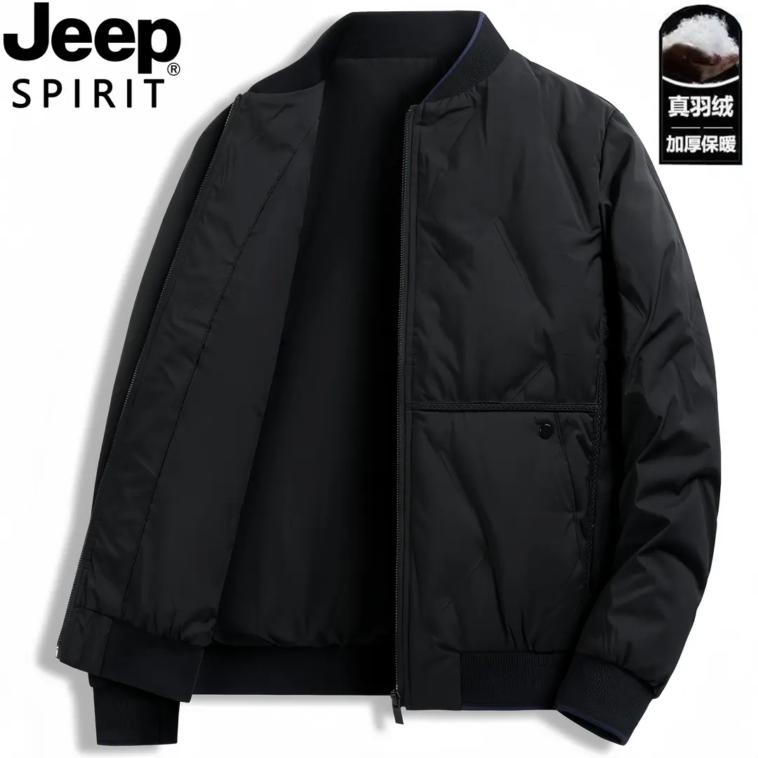 Jeep吉普时尚反季清仓夹克轻薄羽绒服男士商务新款韩版外套爸爸装