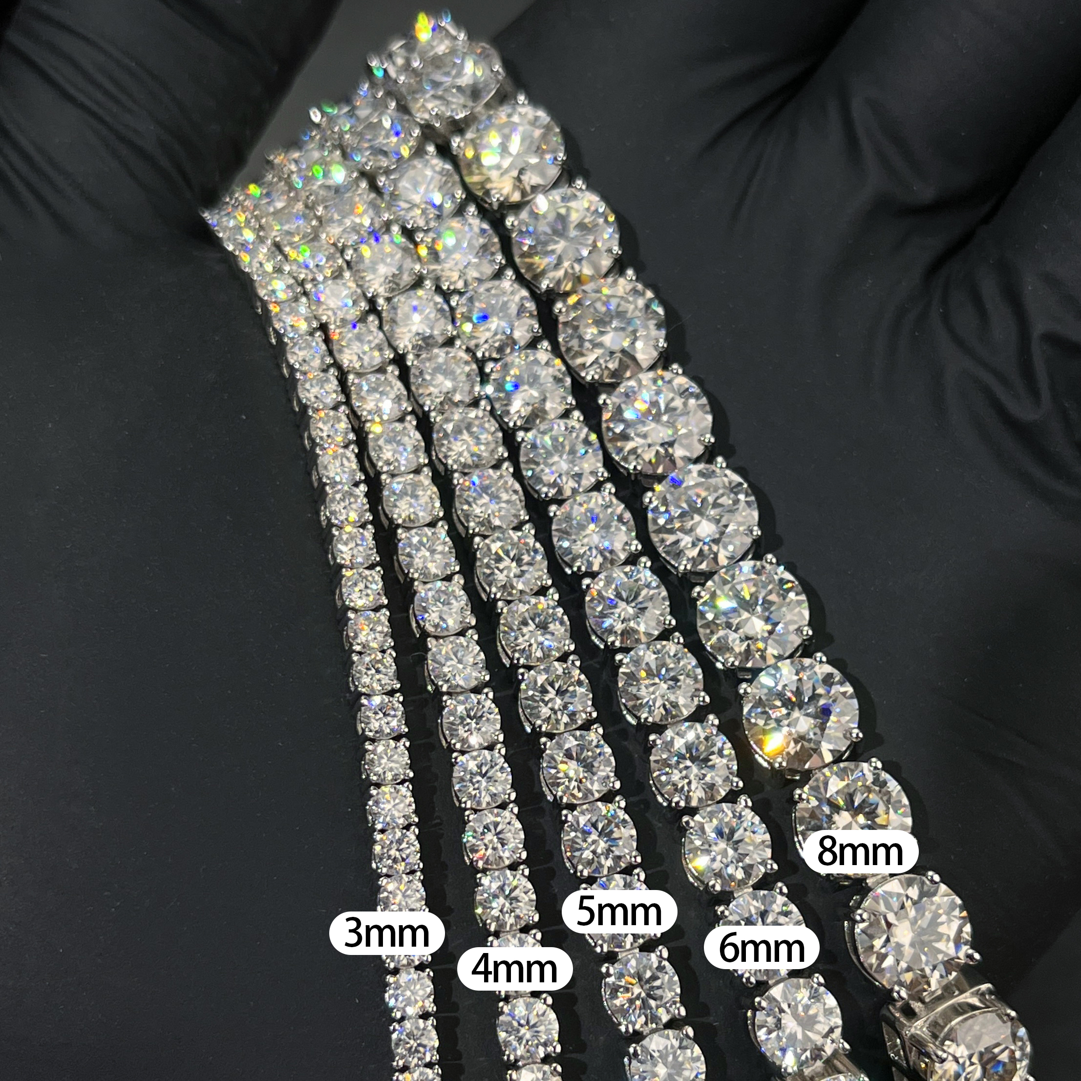 魔匠 925银莫桑石手链 网球手链莫桑钻排钻手链生日礼物男士女生