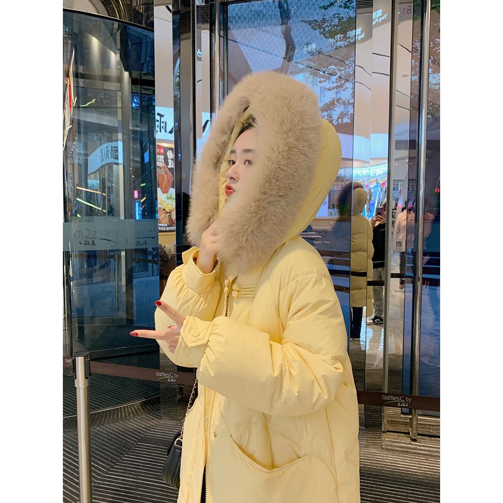 鸭鸭羽绒衣女中长款2023冬季新款过膝小个子