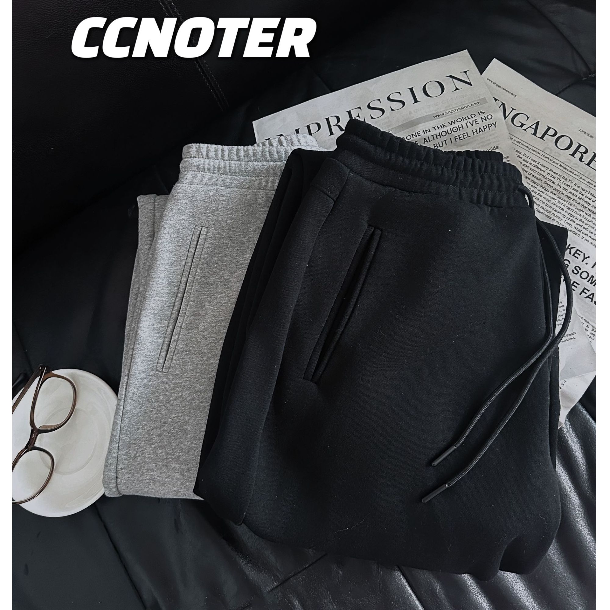 Ccnoter【恒温暖皮弯刀卫裤冬季裤子】百搭宽松秋冬