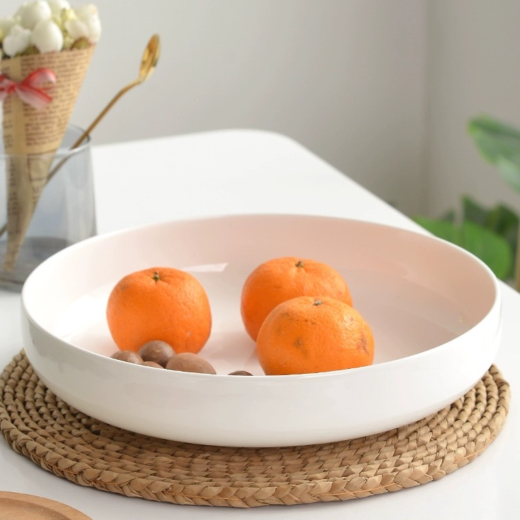 白色10英寸大盘子剁椒鱼头盘子深盘汤盘家用大号陶瓷盘子大盘鸡盘