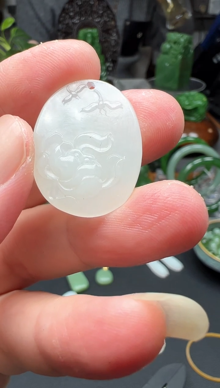 【闪购商品】和田玉吊坠未镶嵌吊坠蜻蜓连年有余