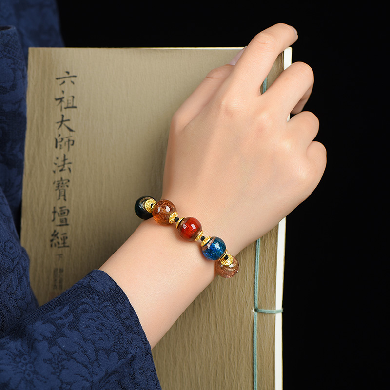 峨眉山手工古法琉璃手串《迎五福》简约 轻奢 手工烧制琉璃