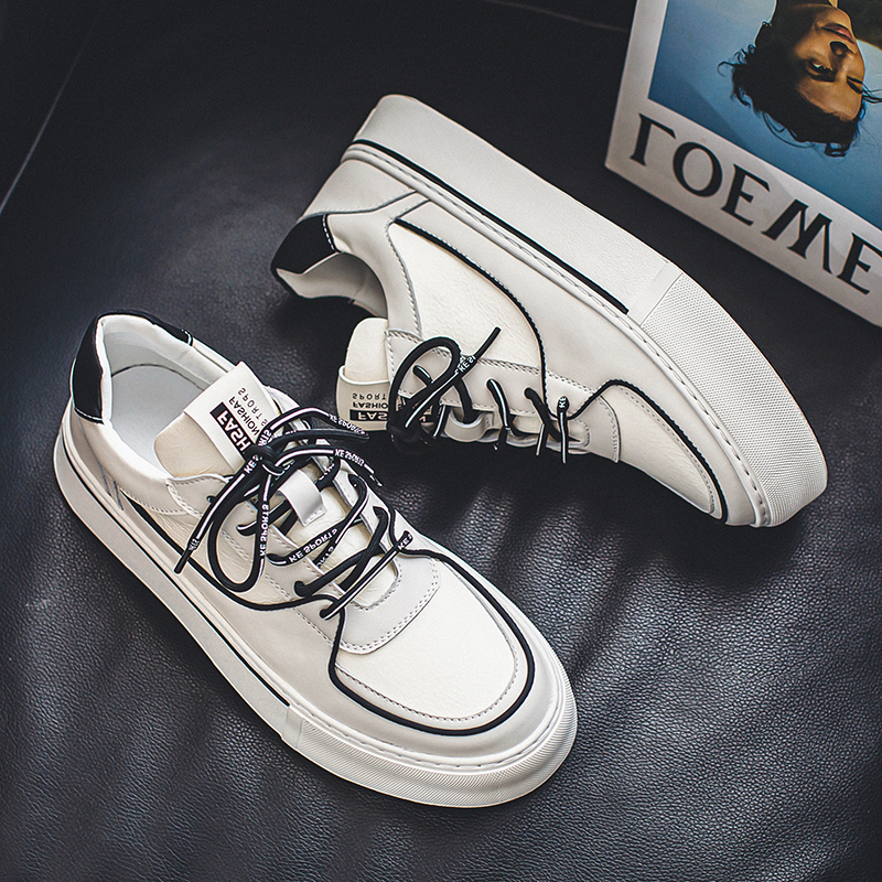 NY潮牌男鞋2024新款低帮透气小白鞋真皮百搭潮流板鞋运动休闲鞋男