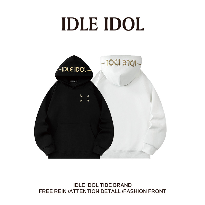 IDLE IDOL情侣款高街vibe套头时尚百搭长袖卫衣重工金丝刺绣宽松