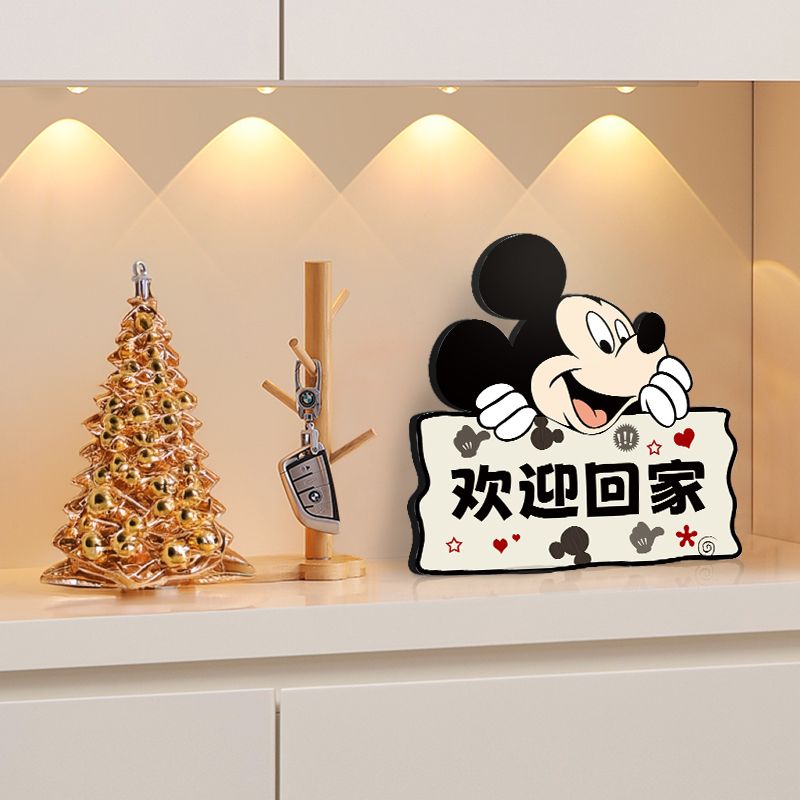 卡通欢迎回饰画入户玄关摆件装饰品桌面客厅摆画摆台米奇小摆件