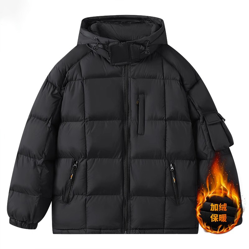 棉衣男冬季保暖加绒加厚户外运动服潮牌多口袋舒适机能面包服男