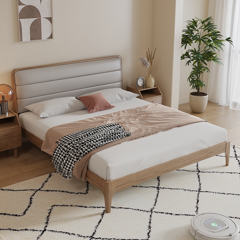 北欧实木床简约中式卧室白蜡木大床主卧婚床1米8双人床家用客卧床