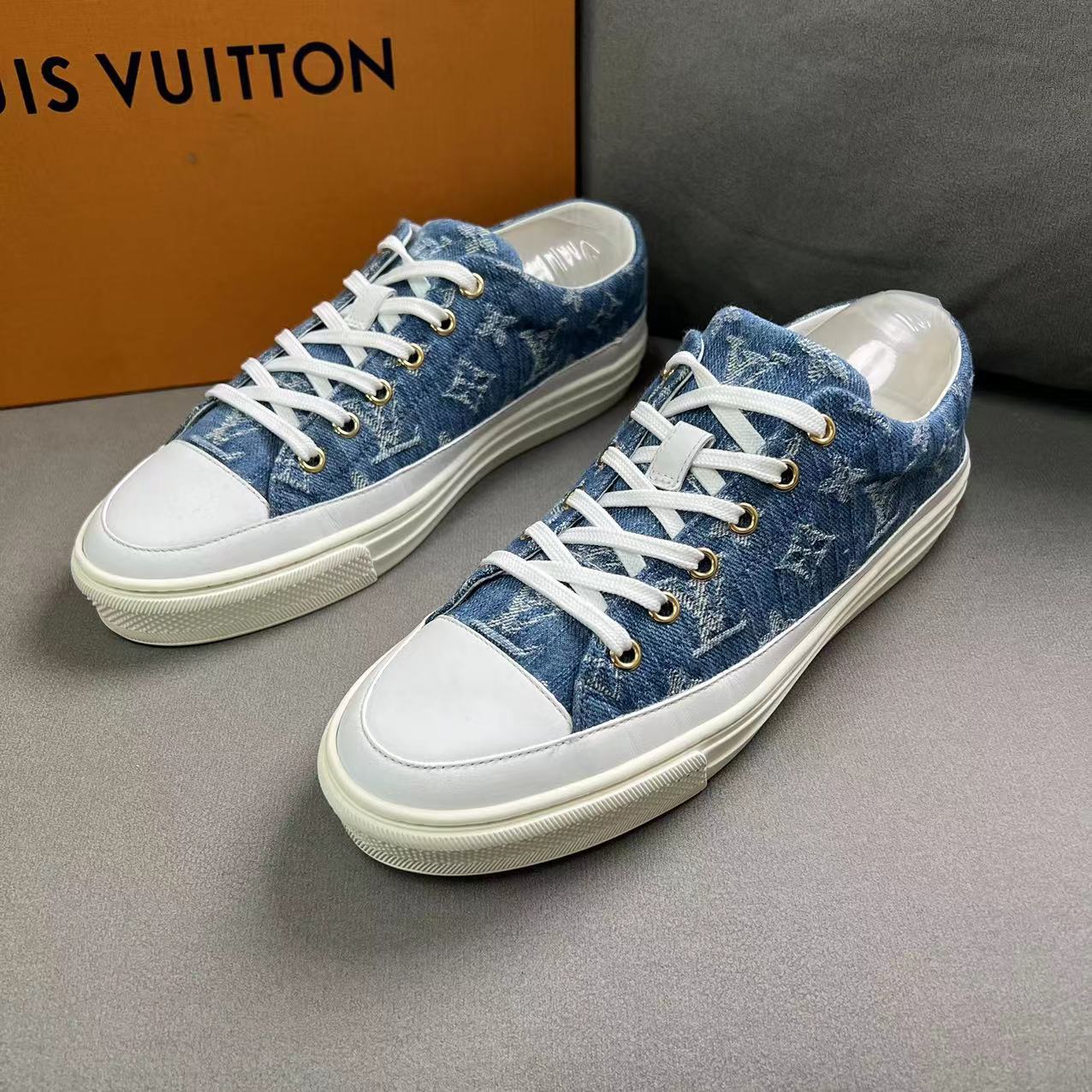 LouisVuitton/路易威登牛仔蓝老花印花低帮板鞋38.5欧码/95新