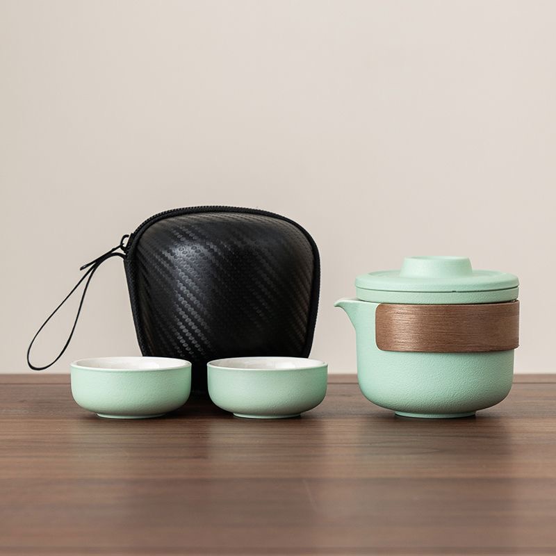 C15旅行茶具小套装便携式随身快客杯户外露营泡茶壶一壶二杯外出