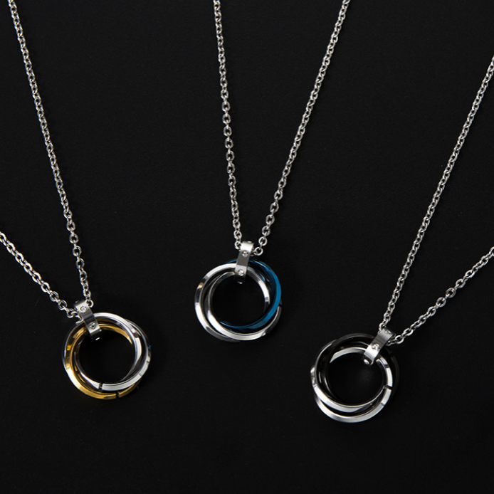 钛钢项链 三生三世圆环项链男潮钛钢挂件配饰