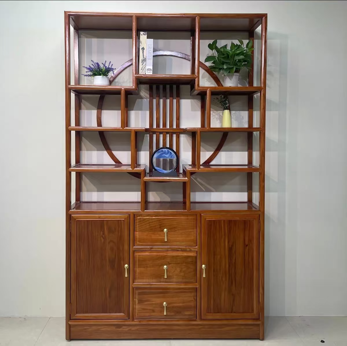 1.2米实木博古架多宝阁新中式书架办公室隔断架茶柜摆件架