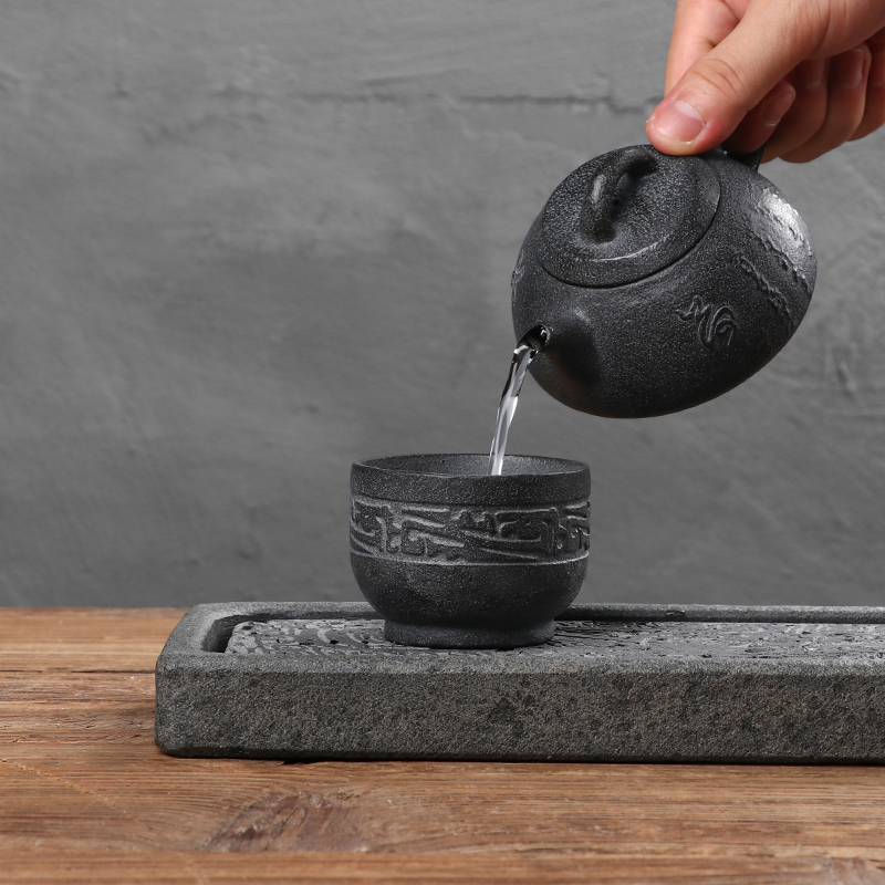 忆仟客天然石材浮雕主人杯品茗杯功夫茶具茶杯子个人杯礼品刻字