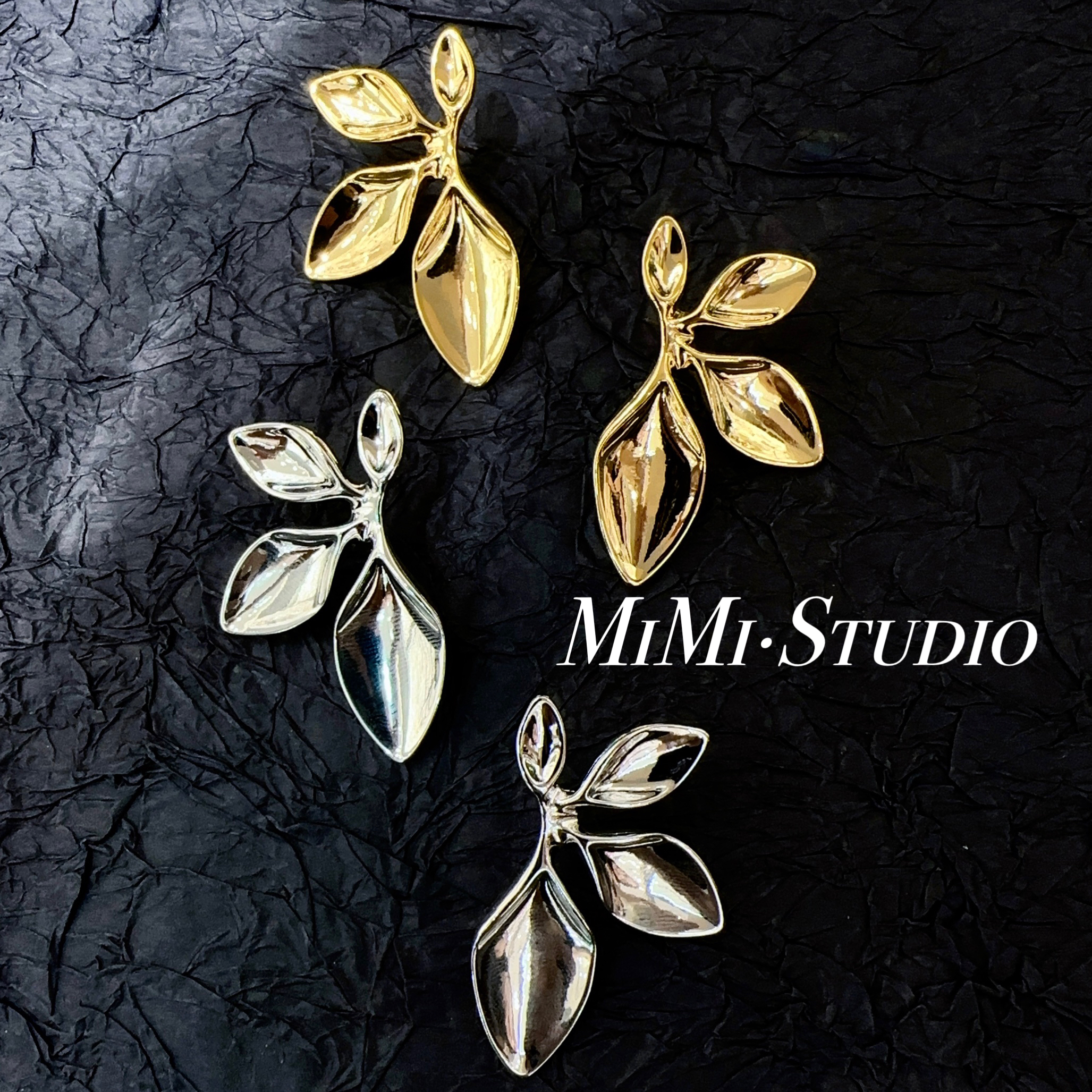 铜合金耳饰 轻奢法式风格（花朵树叶）气质耳钉