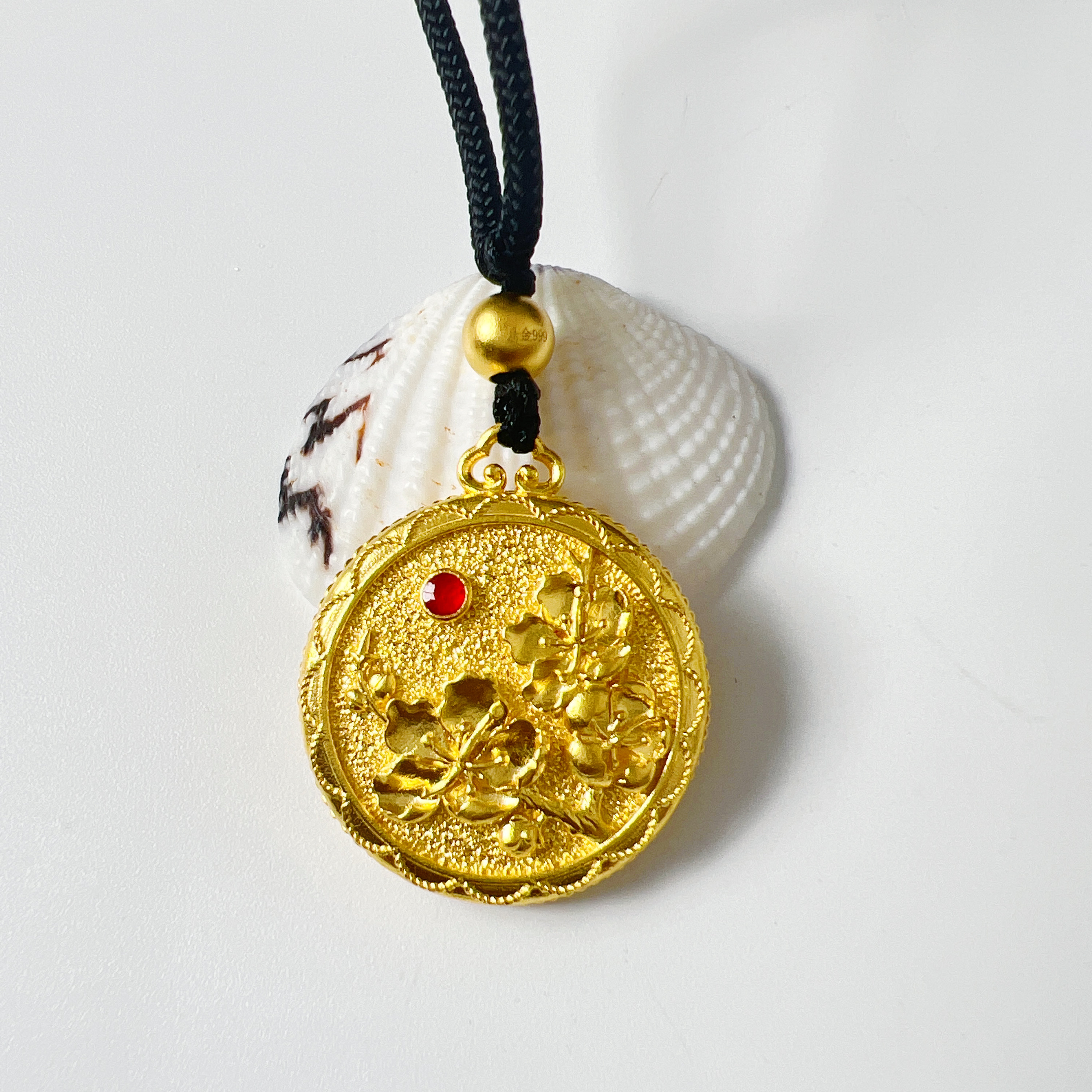足金999 杏花春雨  古法工艺