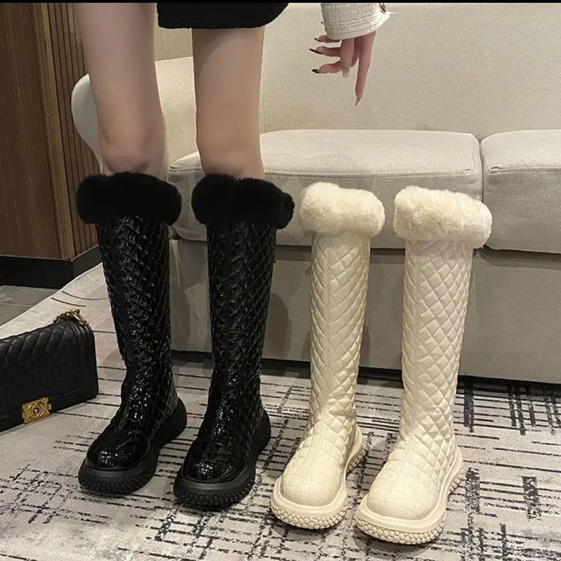 2023年新款雪地靴女皮毛一体冬季加绒加厚不过膝长靴保暖高筒靴子