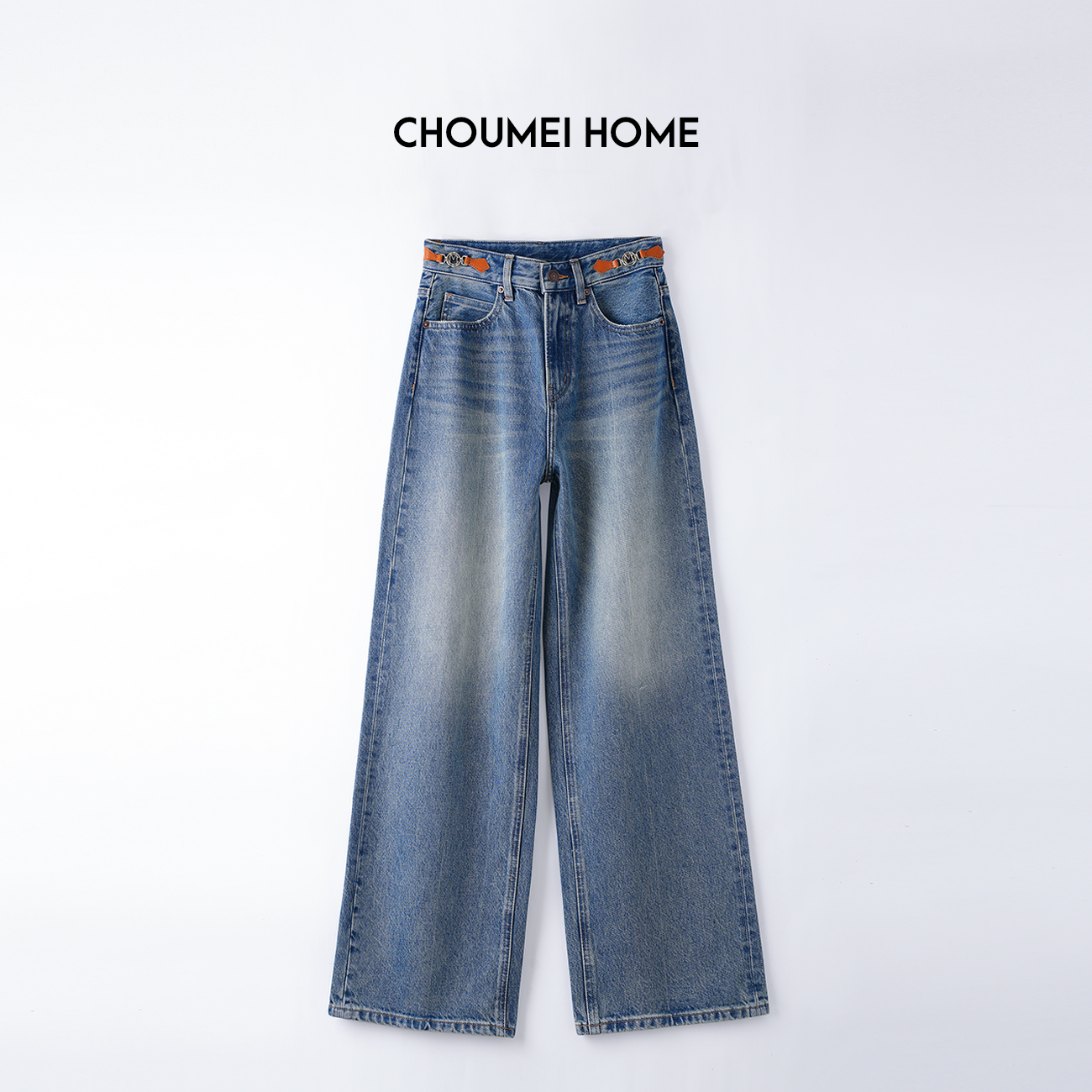 Choumei Home2025春款女装阔腿裤女 设计腰头显瘦高腰直筒裤